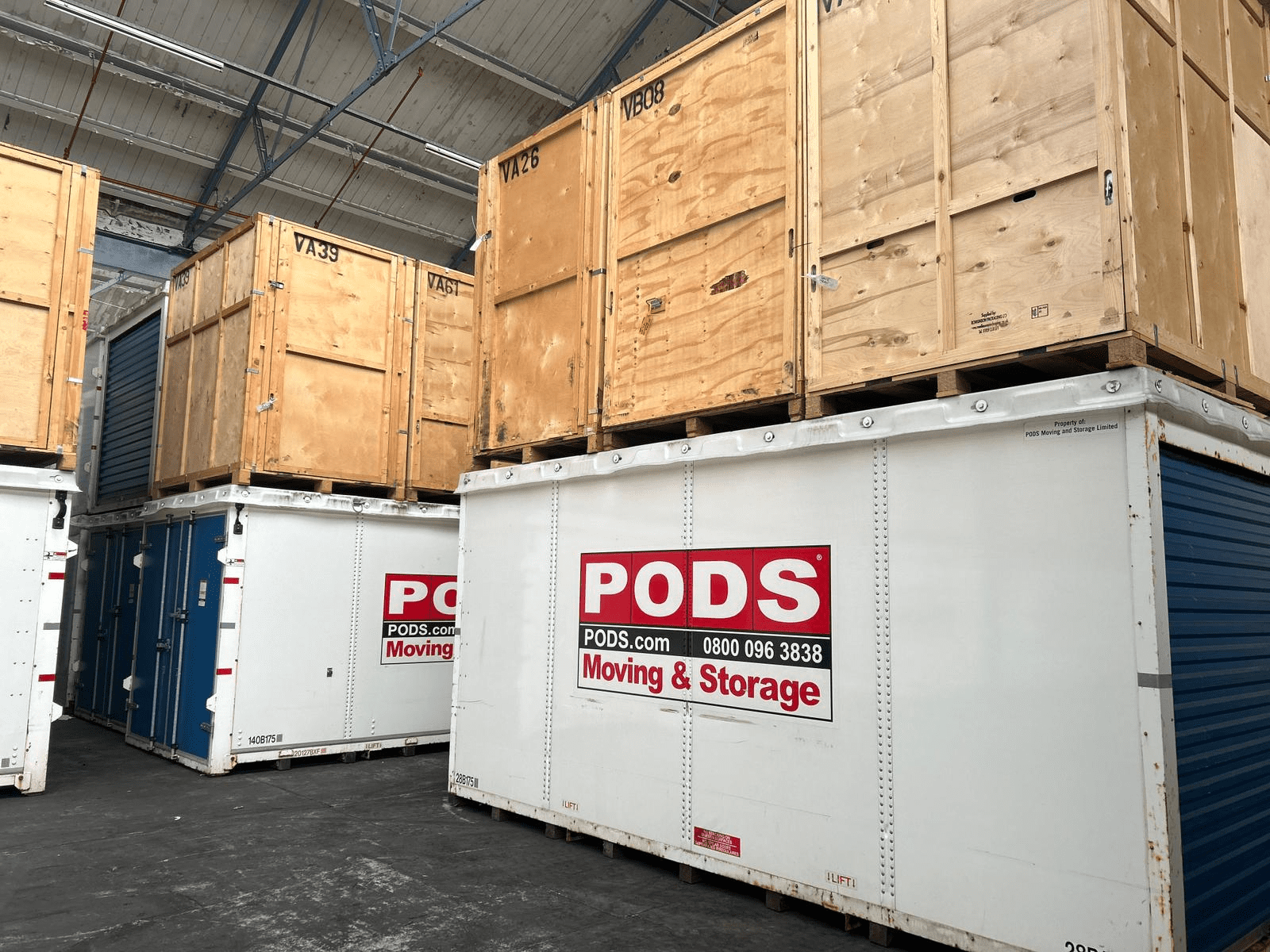 PODS Storage units at warehouse